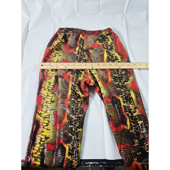 Adult Small Curtain Call Costume Snakeskin Foil Animal Print Bell Bottom Pants - Picture 9 of 9